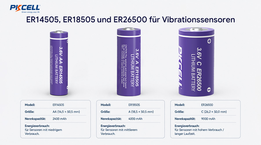 ER14505, ER18505 und ER26500 für Vibrationssensoren