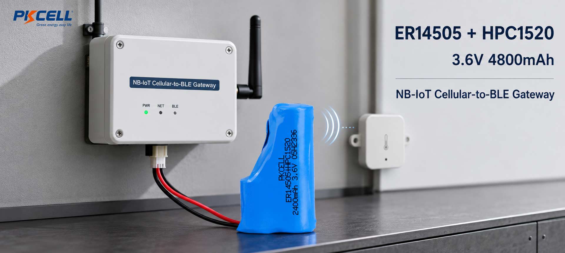 ER14505 battery pack with HPC1520 powering an NB-IoT
cellular-to-BLE gateway