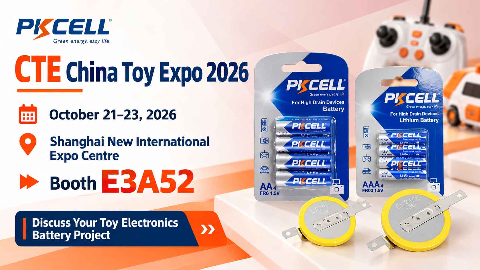 PKCELL at CTE China Toy Expo 2026 - Booth E3A52