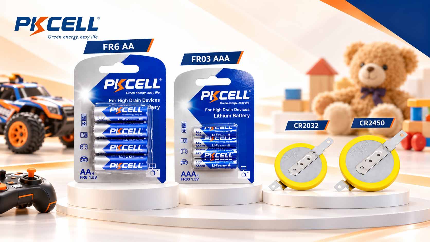 PKCELL Primary Battery Options for Toy Electronics - AA, AAA and CR Coin Cells