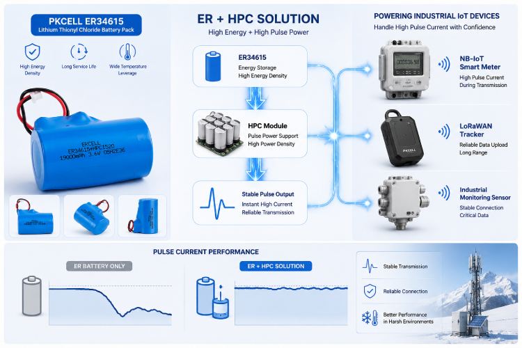 ER34615 lithium thionyl chloride battery with HPC pulse capacitor solution for NB-IoT and LoRaWAN devices