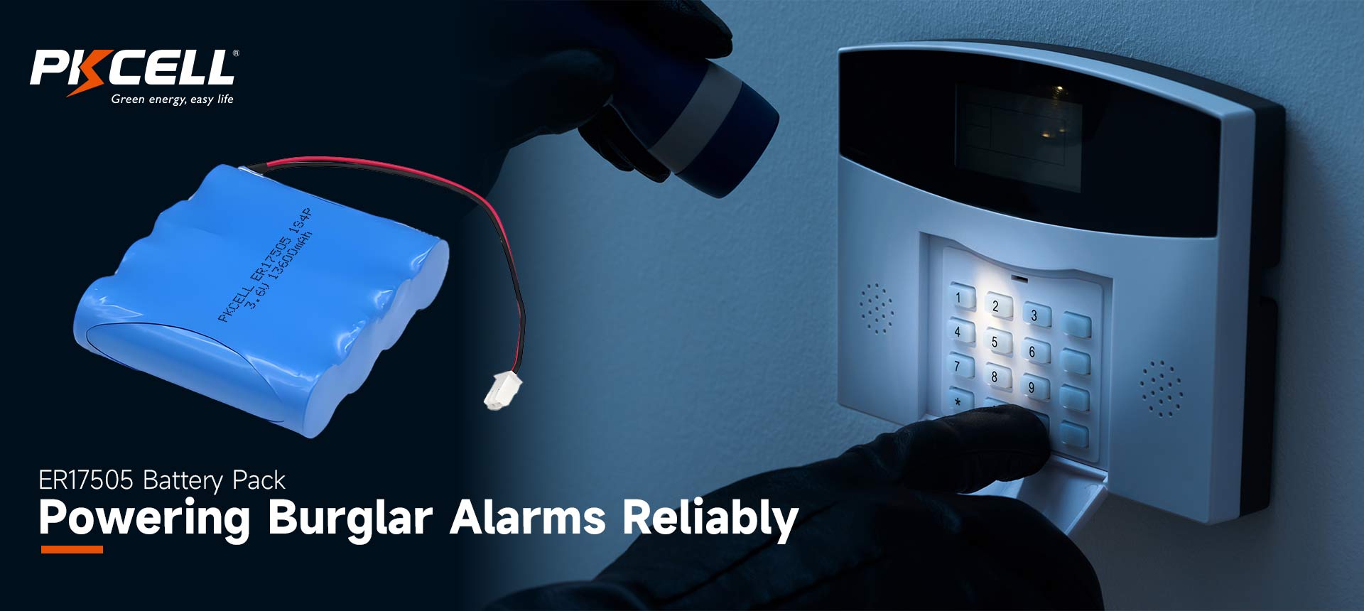 Someone is using a flashlight on an electric lock, trying to break in.