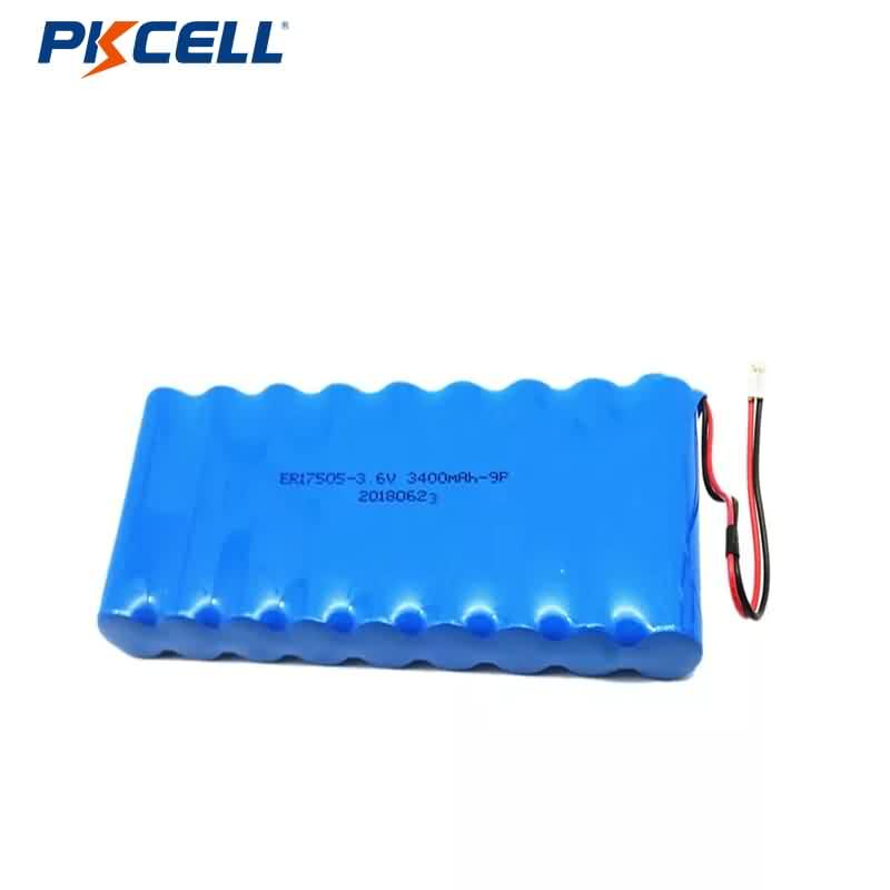 PKCELL OEM ER17505 3.6V 3400mAh 9P LI-SOCL2 ชุดแบตเตอรี่