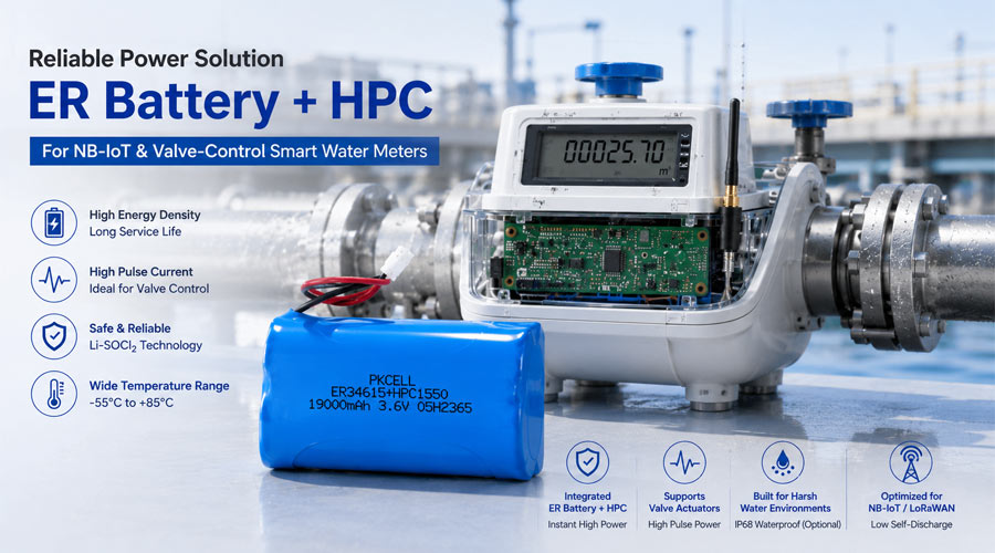 ER plus HPC battery pack for smart water meter power solution