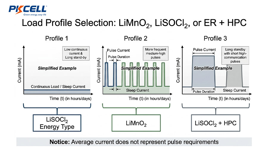 Load Profile Selection: LiMnO₂, LiSOCl₂, or ER + HPC