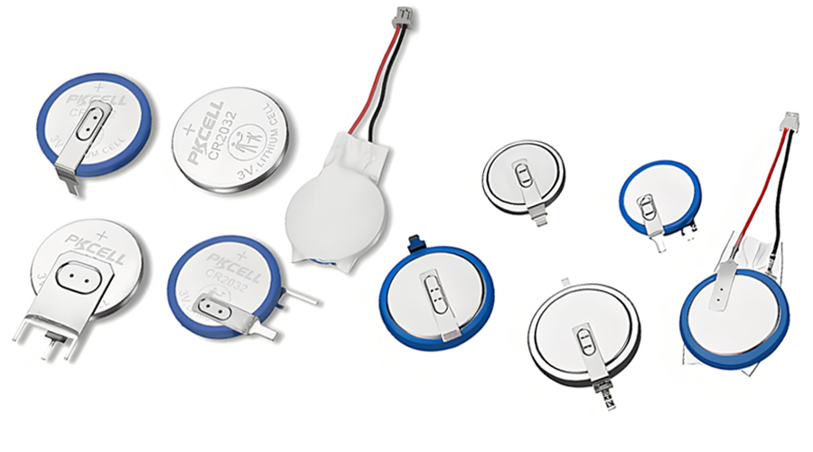 CR2032 batteries with different leads and terminals