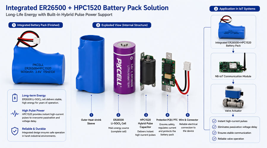 ER battery plus HPC solution for LiSoCl2 passivation and high pulse IoT devices