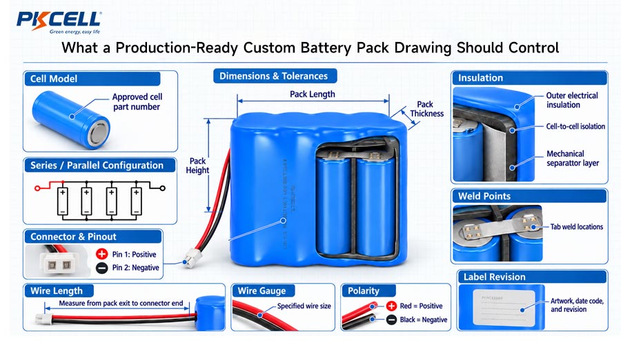 What a Production-Ready Custom Battery Pack Drawing Should Control